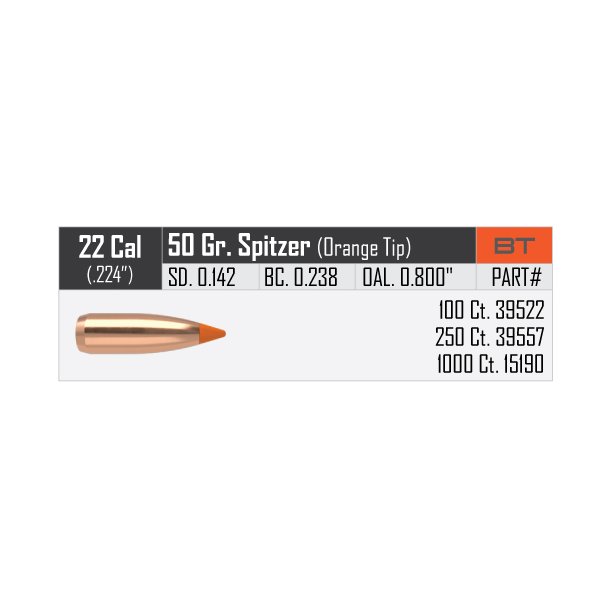 Nosler - Ballistic Tip Varmint - .224 - 50grain - 100 stk.