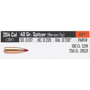 Nosler - Ballistic Tip Varmint - .204 - 40grain - 100 stk.