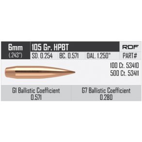 Nosler - RDF - .243 - 105grain - 100 stk.