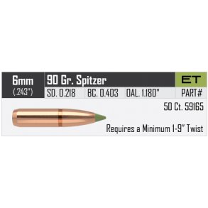 Nosler - Blyfri E-Tip - .243 - 90grain - 50 stk.