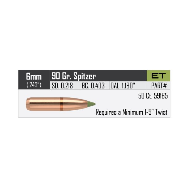 Nosler - Blyfri E-Tip - .243 - 90grain - 50 stk.