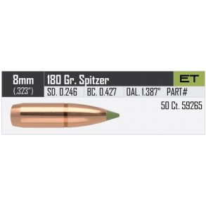 Nosler - Blyfri E-Tip - .323 - 180grain - 50 stk.