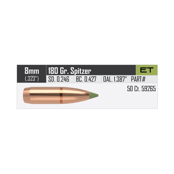 Nosler - Blyfri E-Tip - .323 - 180grain - 50 stk.