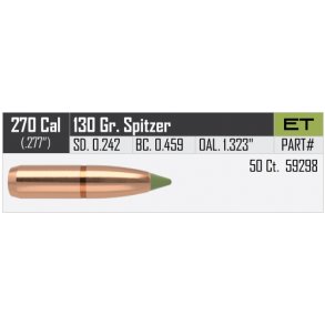 Nosler Blyfri - E-Tip - .277 - 130grain - 50 stk.
