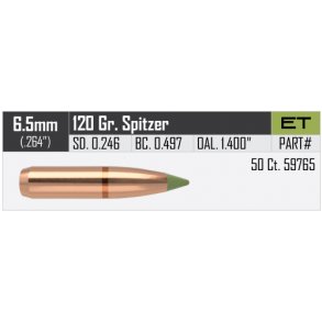 Nosler - Blyfri E-Tip - .264 - 120grain - 50 stk. Blyfri