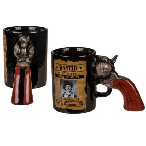 Kaffe Krus "Wanted Poster with revolver handle"