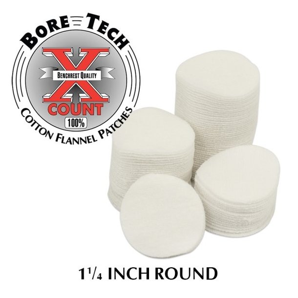 BORE TECH COTTON PATCHES 1-1/4" ROUND 1000 stk.