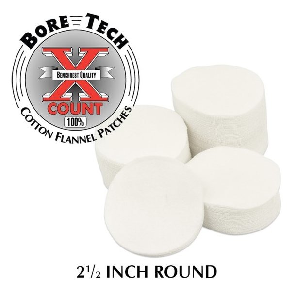 BORE TECH COTTON PATCHES 2-1/2" RUNDE 1000 stk.