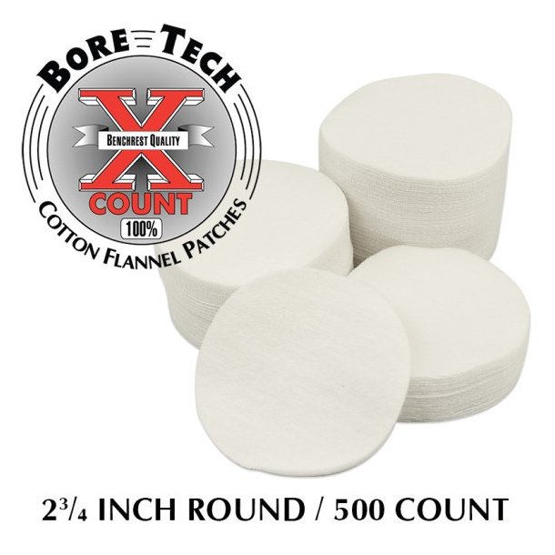 BORE TECH COTTON PATCHES 2-3/4" ROUND 500 stk.